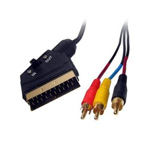 1.2m Gold switchable scart to 3 x rca lead - Click Image to Close